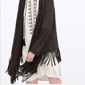 ZARA BLACK FRINGE CARDIGAN